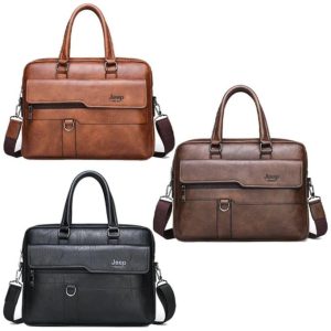 Jeep Executive Leather Laptop Bag – Single Pocket