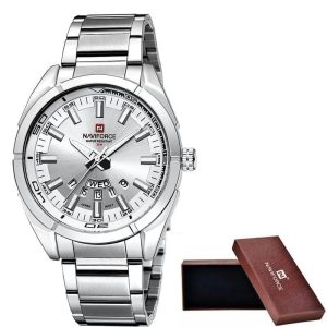 Naviforce Calendar Silver White Fashion Wrist Watch