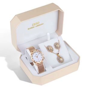 A Classic Ladies Watch Necklace Earrings Gift Set