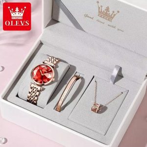 Ladies Watch Necklace and Bracelet Gift Set