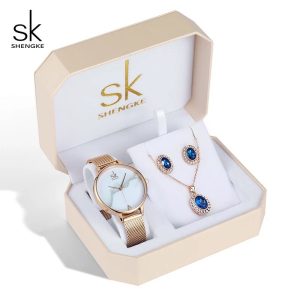 A Classic Ladies Watch Necklace Earrings Gift Set